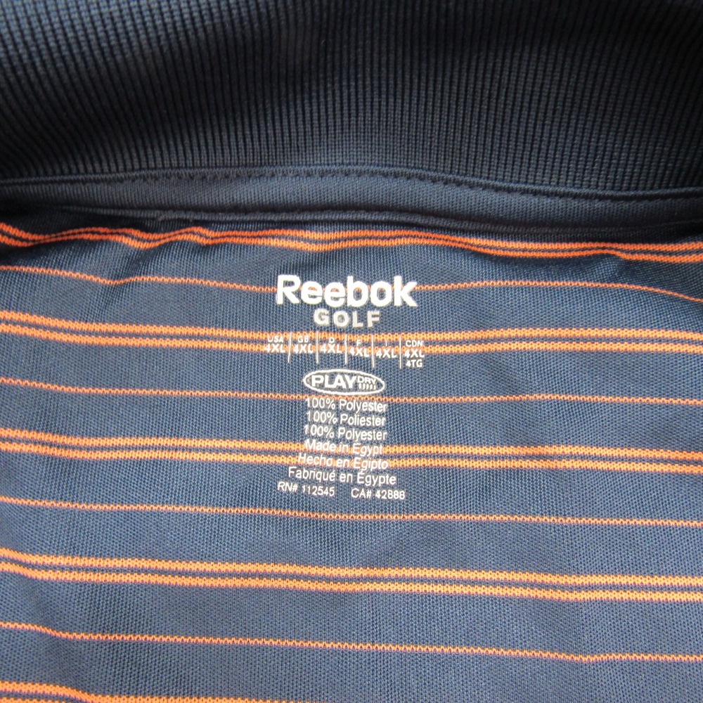 Reebok Golf Mens Short Sleeve Striped Polo Shirt Navy Orange Size XXL - Picture 2 of 5